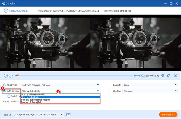 3D SBS Video Converter Split Screen