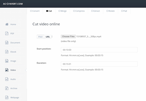 Aconvert Mp4 Cutterr