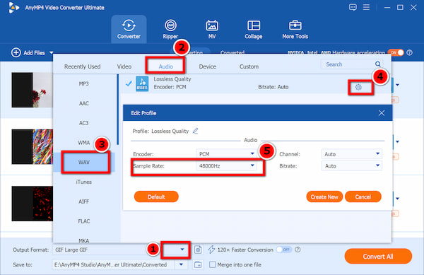 Adjust Wav Output Settings