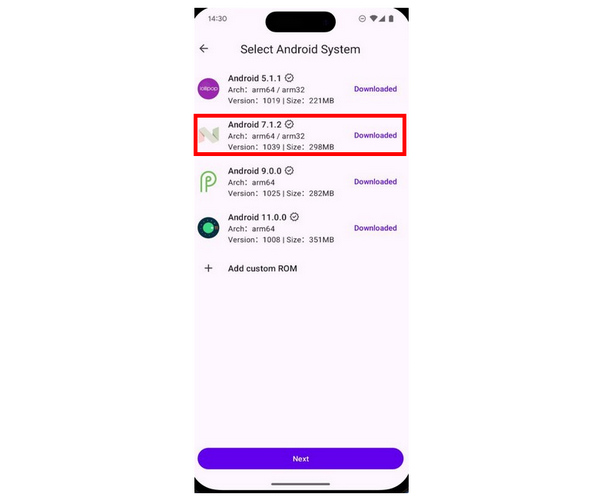 Android Virtual Space Select Rom