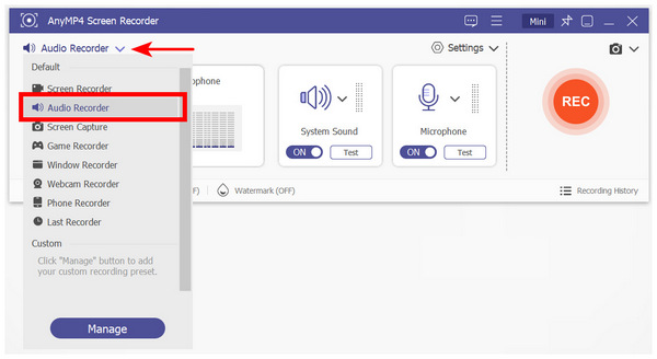 Anymp4 Screen Recorder Audio Recorder