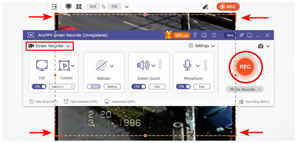 Anymp4 Screen Recorder Capture Section