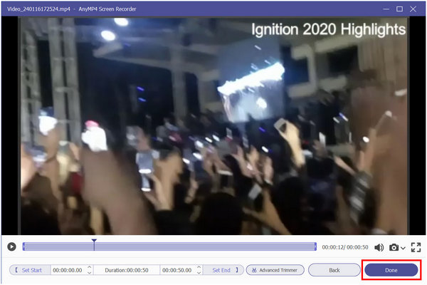 AnyMP4 Sreen recorder Editing Window Done