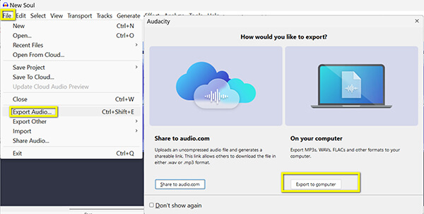 Audacity Export Audio