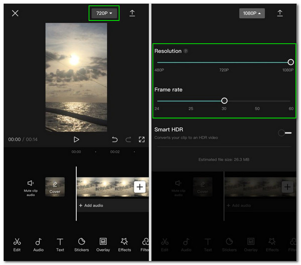 CapCut Enahnce Resolution
