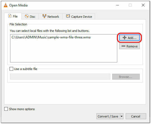 Click Add to Load WAV