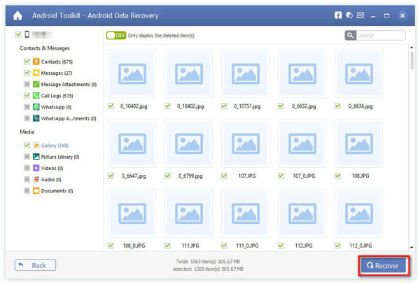 Click Recover Button