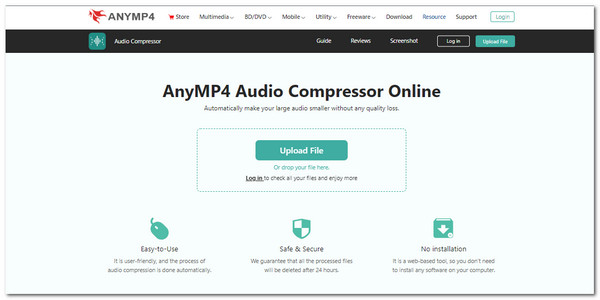 Compress Audio on iPhone Android Online Interface