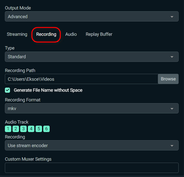 Configure Recording Settings