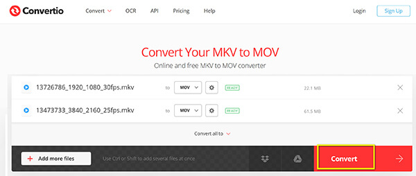 Convert Mkv to Mov In Convertio