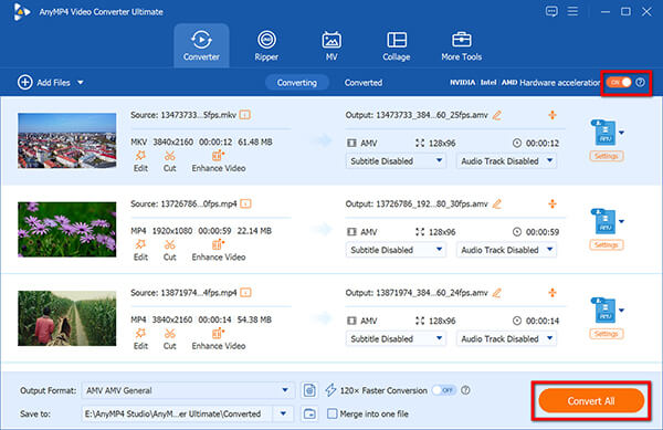 Convert Video to AMV in Anymp4