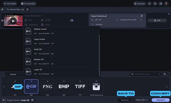 Create GIF in Movavi Video Converter