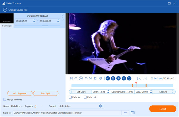 Cut video in video trimmer