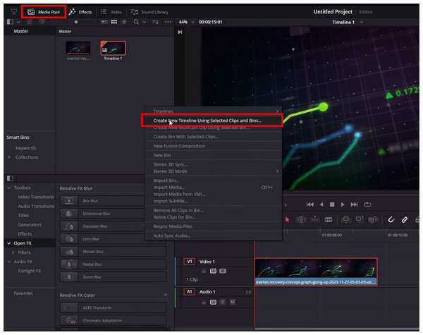 Davinci Resolve Create Timeline Selected Clip
