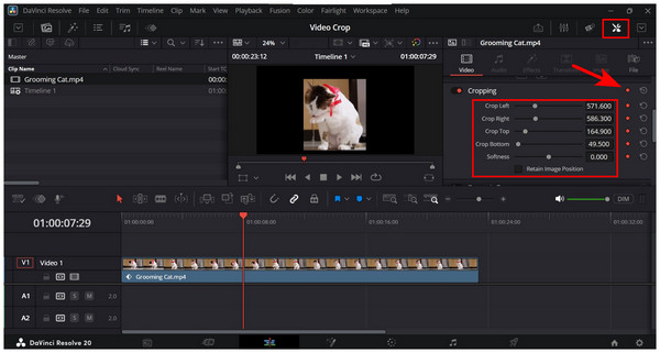 Davinci Resolve Crop Keyframe Add