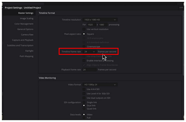 Davinci Resolve Project Framerate
