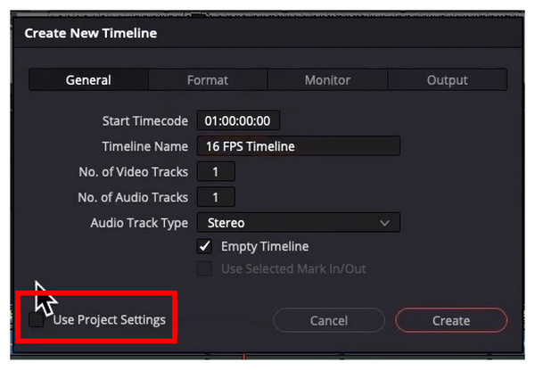 Davinci Resolve Uncheck Project Settings