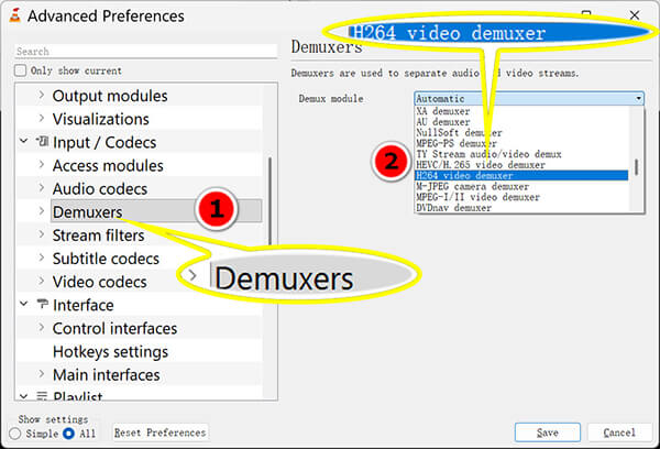 Demux Module Settings