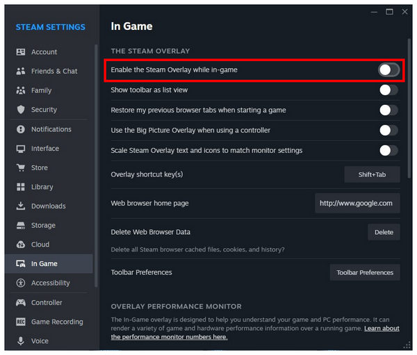 Disable in Game Overlay