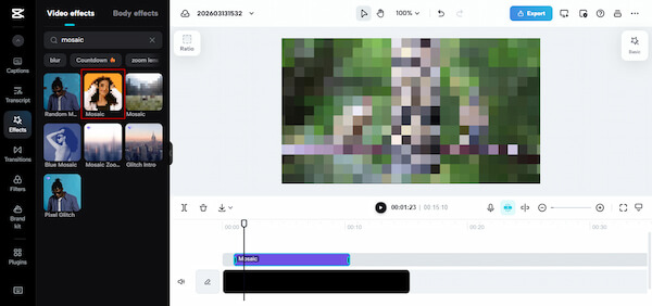 Drag Mosaic Effect In Capcut