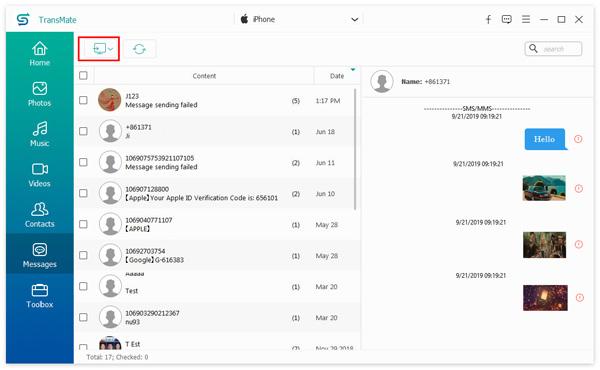 Export Phone Messages