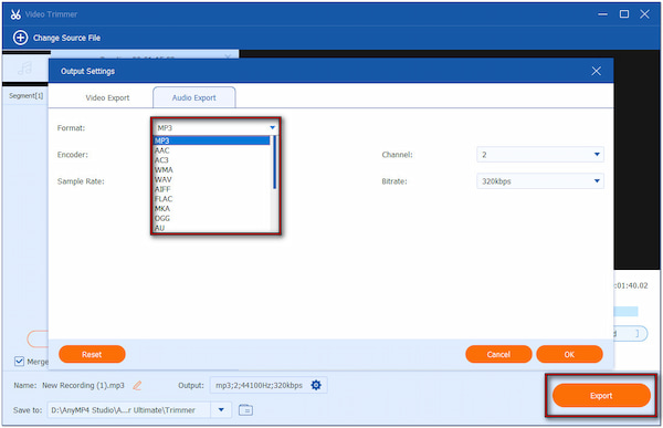 Export Trimmed Voice Memos
