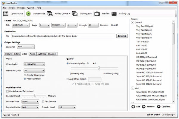 HandBrake Convert DVD to MKV
