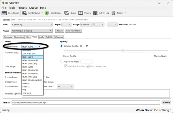 Handbrake Video Coedc Outputy