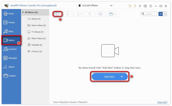 iPhone Transfer Pro Add Files