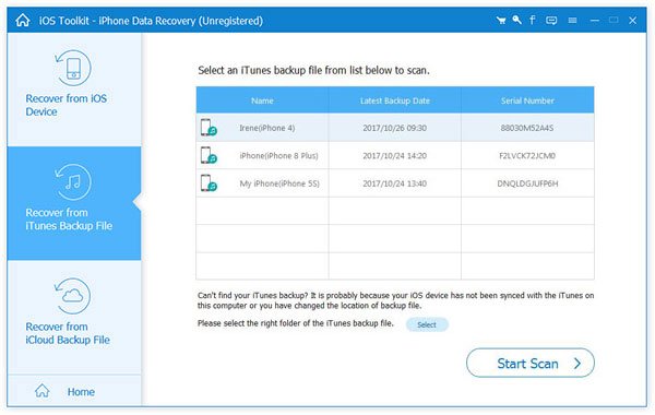 Select iTunes Backup