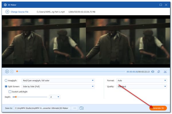 Make 3D Split Screen Generate 3D