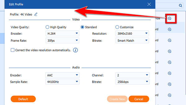Mov Profile Settings