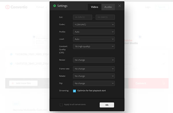 Mov Settings In Convertio