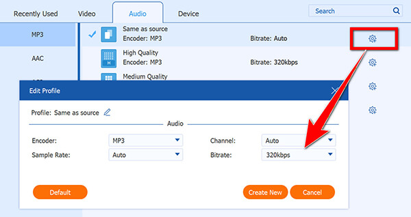 MP3 Bitrate Settings