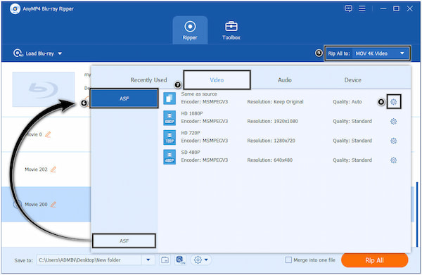 Navigate to Output Format Field