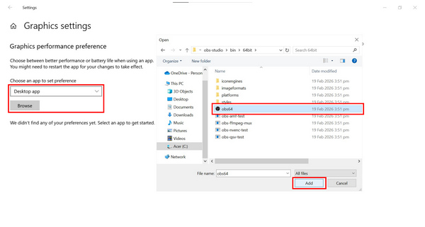 Obs Windows Browse Add Obs