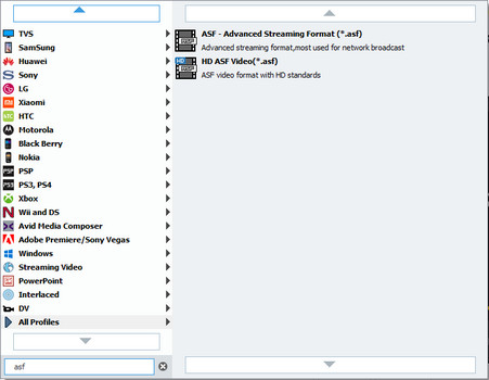 Choose ASF Profile