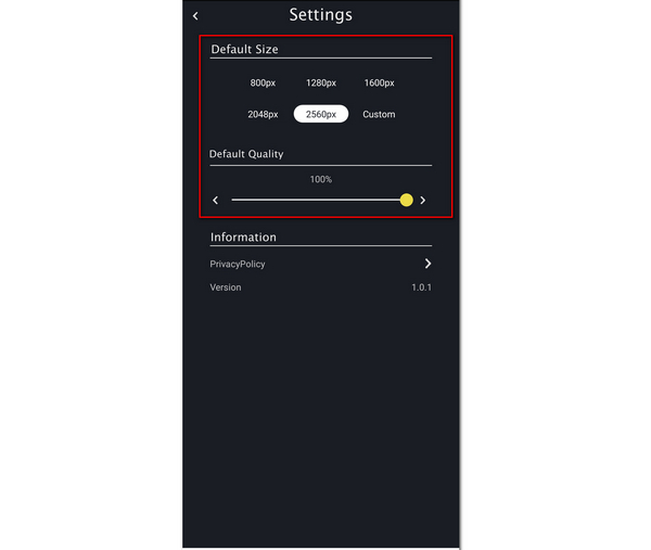 Resizer Resize Image Settings