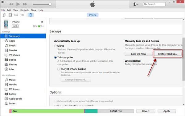 Restore iTunes Backup