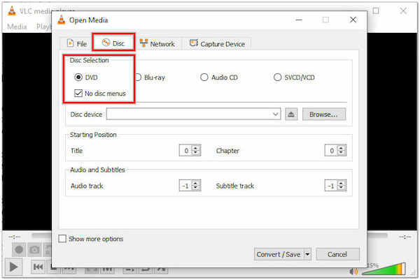 Select DVD in Disc Tab