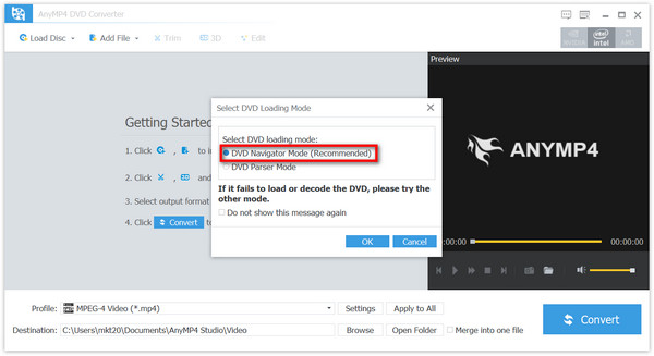 Select DVD Loading Mode