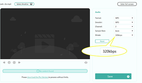 Select Mp3 320kbps Option