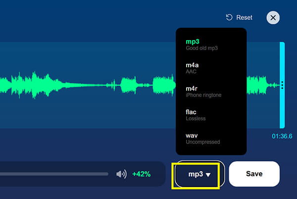Select Mp3 Output in 123apps