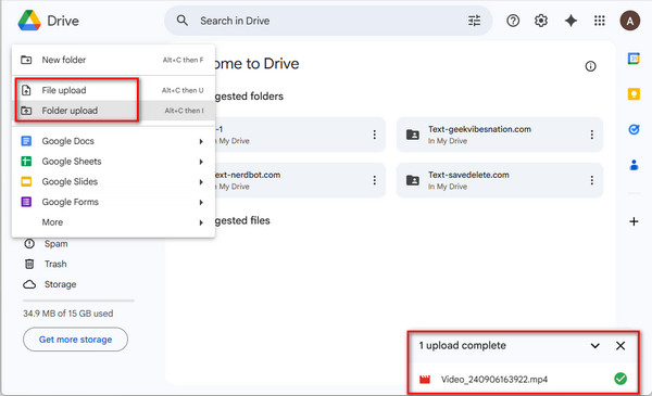 Send Large Video Google Drive Add Videos