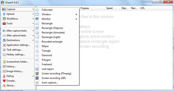 Sharex Screen Recorder Interface