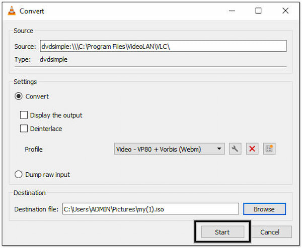 Start DVD to WEBM Conversion