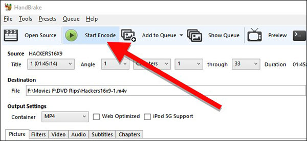 Start Encode in Handbrake