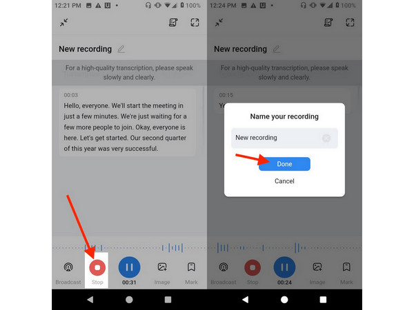 Stop And Name Recording Notta