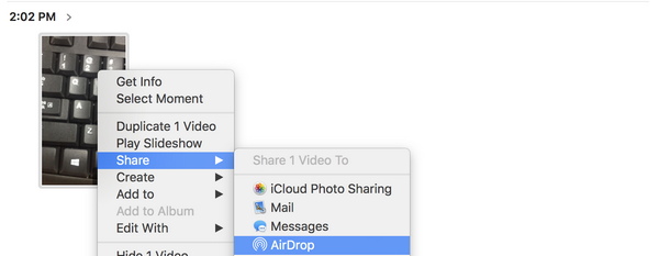 Transfer Video Via Share Aridrop