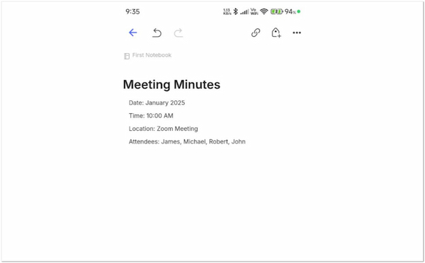 Type Meeting Minutes